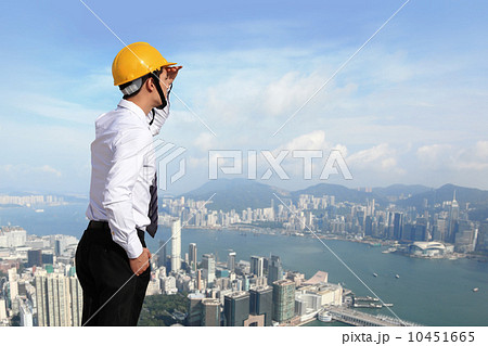architect with helmet looking city building architect with helmet looking city building 10451665