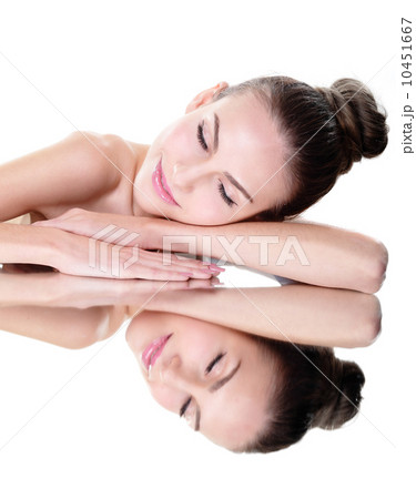 beauty woman face with mirror reflection 10451667