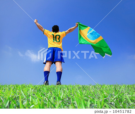 Excited man holding a brazil flag 10451782