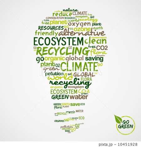 Go Green. Words cloud about environmental conservation in bulb 10451928
