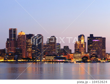 Boston downtown skyline at dusk 10452624