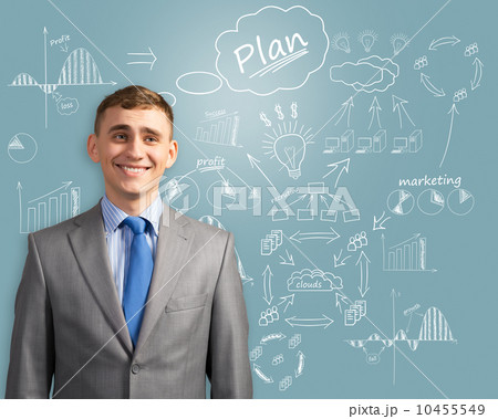 businessman thinking about innovation in business businessman thinking about innovation in business 10455549