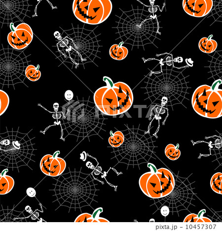 Halloween pumpkins and skeleton background 10457307