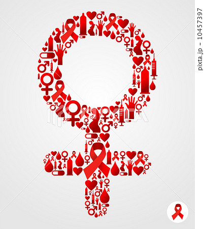 HIV icon set in female symbol shape HIV icon set in female symbol shape 10457397