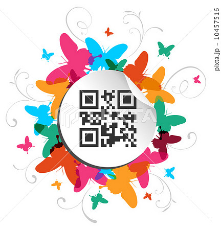 Happy butterfly spring time with qr code label 10457516