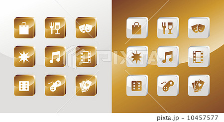 Entertainment gold icons set Entertainment gold icons set 10457577
