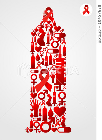 Condom symbol with AIDS icons 10457628