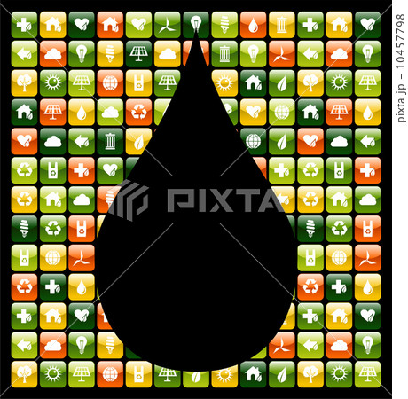Water drop in Green mobile phone apps icons background 10457798