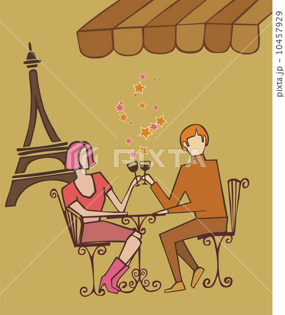 Couple in Paris couple celebrating with champagne 10457929