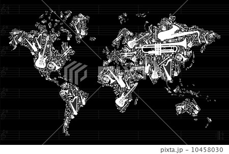 Music instruments in world map 10458030