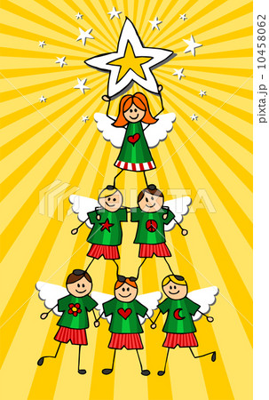 Children Christmas Tree over yellow background 10458062