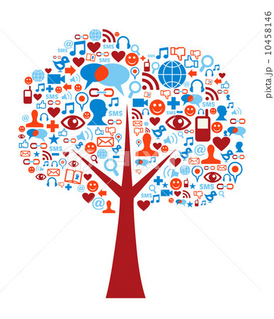 Social media icons set tree composition Social media icons set tree composition 10458146