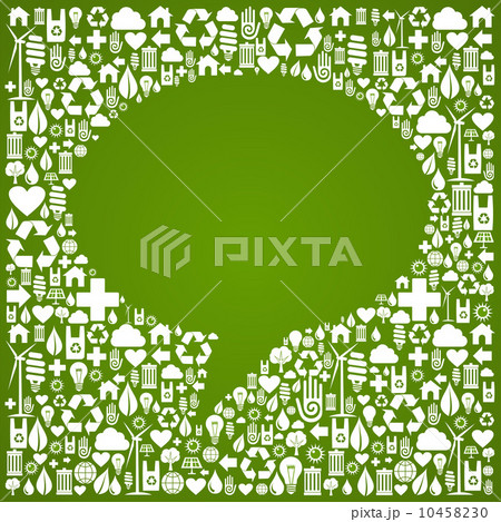 Social media bubble shape over eco icons background Social media bubble shape over eco icons background 10458230