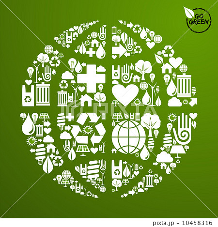 Global World in green icon set Global World in green icon set 10458316