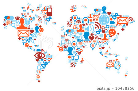 World map shape made with social media icons 10458356