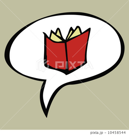 Cartoon red open book in text balloon Cartoon red open book in text balloon 10458544