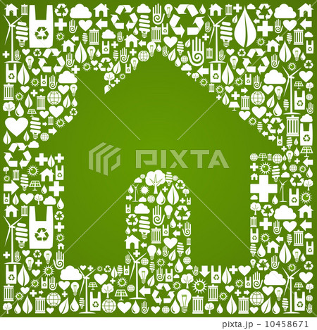 Green house over eco icons background Green house over eco icons background 10458671