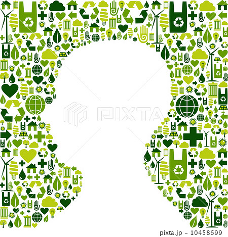 Human head with green icons background Human head with green icons background 10458699