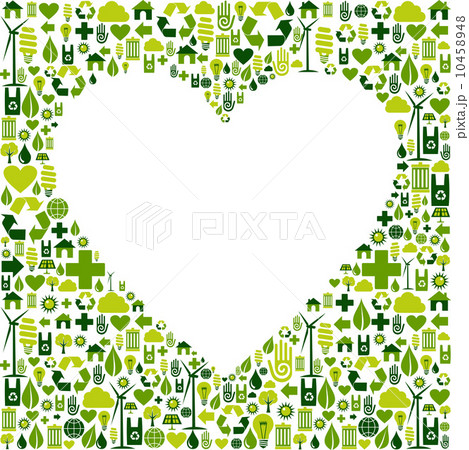 Green environmnet love icon set background Green environmnet love icon set background 10458948