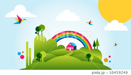 Happy spring time landscape illustration background 10459249