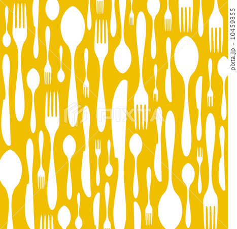 Cutlery pattern on yellow background 10459355