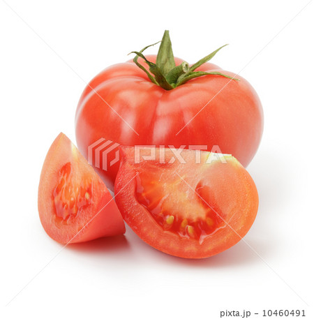ripe red tomatoes with slices 10460491