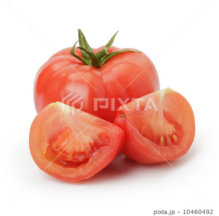 ripe red tomatoes with slices 10460492