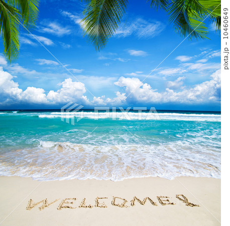 welcome written in beach welcome written in beach 10460649