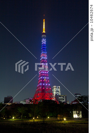 星条旗色にライトアップする東京タワー オバマ米大統領来日 星条旗色にライトアップする東京タワー オバマ米大統領来日 10462674