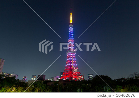星条旗色にライトアップする東京タワー オバマ米大統領来日 星条旗色にライトアップする東京タワー オバマ米大統領来日 10462676