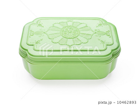 Green plastic casket isolated on white background 10462893