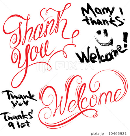 Set of handwritten text Thank You and Welcome in calligraphic a Set of handwritten text Thank You and Welcome in calligraphic a 10466921