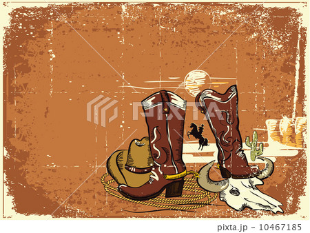 wild western background on old paper texture. 10467185