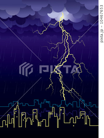 Lightning strikes and rain in big city.Night image Lightning strikes and rain in big city.Night image 10467653