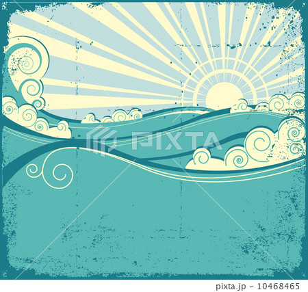 Sea waves. Vintage illustration of sea landscape 10468465