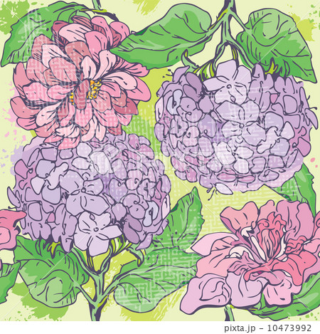 Floral Seamless Pattern with hand drawn flowers - gardenia and p 10473992