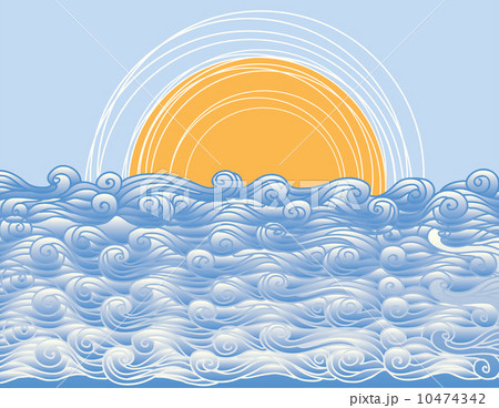Abstract sea waves. Vector illustration of sea landscape 10474342