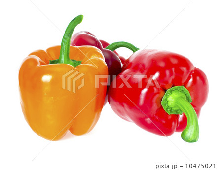 Colored Fresh Sweet Pepper Isolated on White Background 10475021