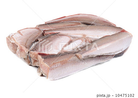 frozen fish hake isolation on white 10475102