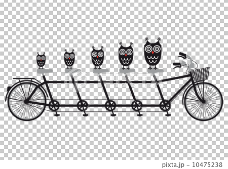 owl family on tandem bicycle, vector illustration owl family on tandem bicycle, vector illustration 10475238