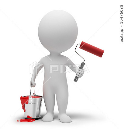 3d small people with paint roller 10476038