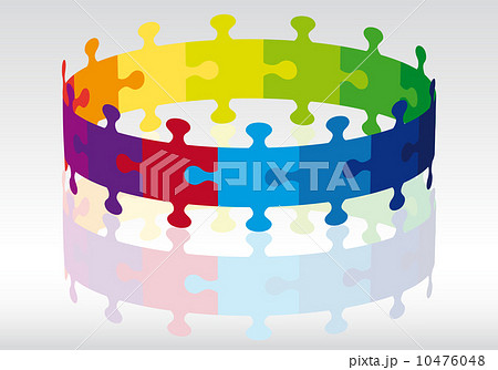 3D jigsaw puzzle circle, vector background 10476048