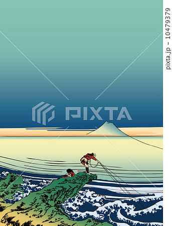 葛飾北斎 富嶽三十六景 甲州石班澤のイラストのイラスト素材