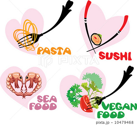 Set of Food Icons in hearts shapes 10479468