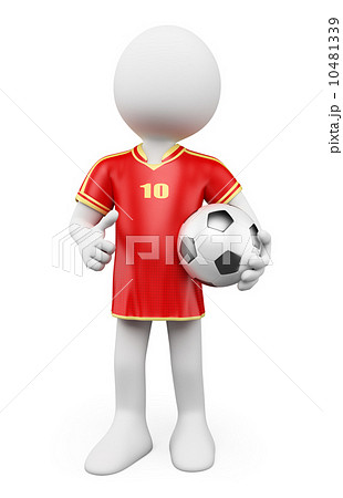 3D white people. Soccer World Cup player. Red jersey 10481339