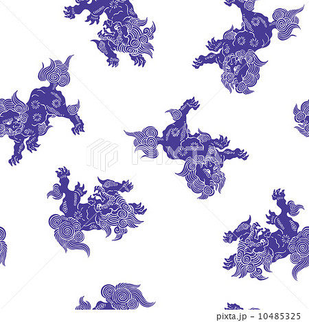 シームレスな唐獅子のイラスト素材