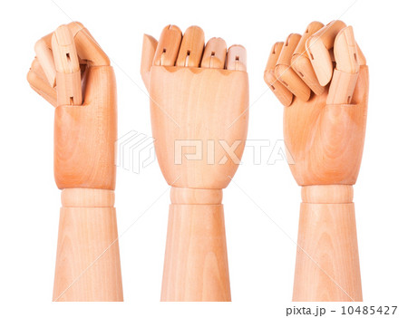 Closeup of right wooden hand - clenched fist 10485427