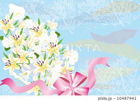 結婚のお祝いの白い花束のメッセージカードのイラスト素材