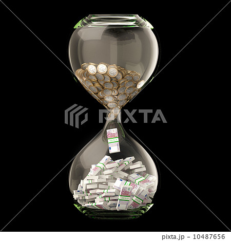 Euro Money In Hourglass Isolated On Black 10487656