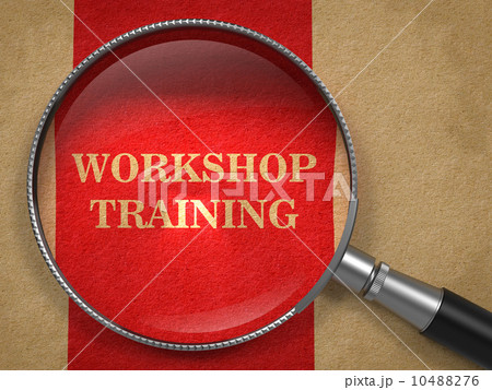 Workshop Training. Magnifying Glass on Old Paper. Workshop Training. Magnifying Glass on Old Paper. 10488276